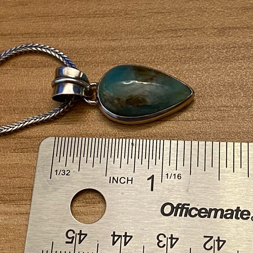 Magnificent Peruvian Opal sterling silver Pendant on a thick wheat chain - Picture 9 of 9
